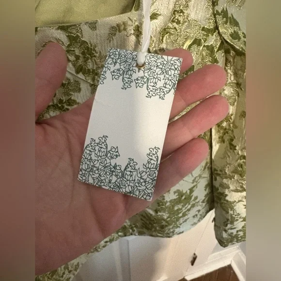 Hyacinth House Green Jacquard Bridgerton Blouse – Size Medium | Brocade NWT - Picture 8 of 14